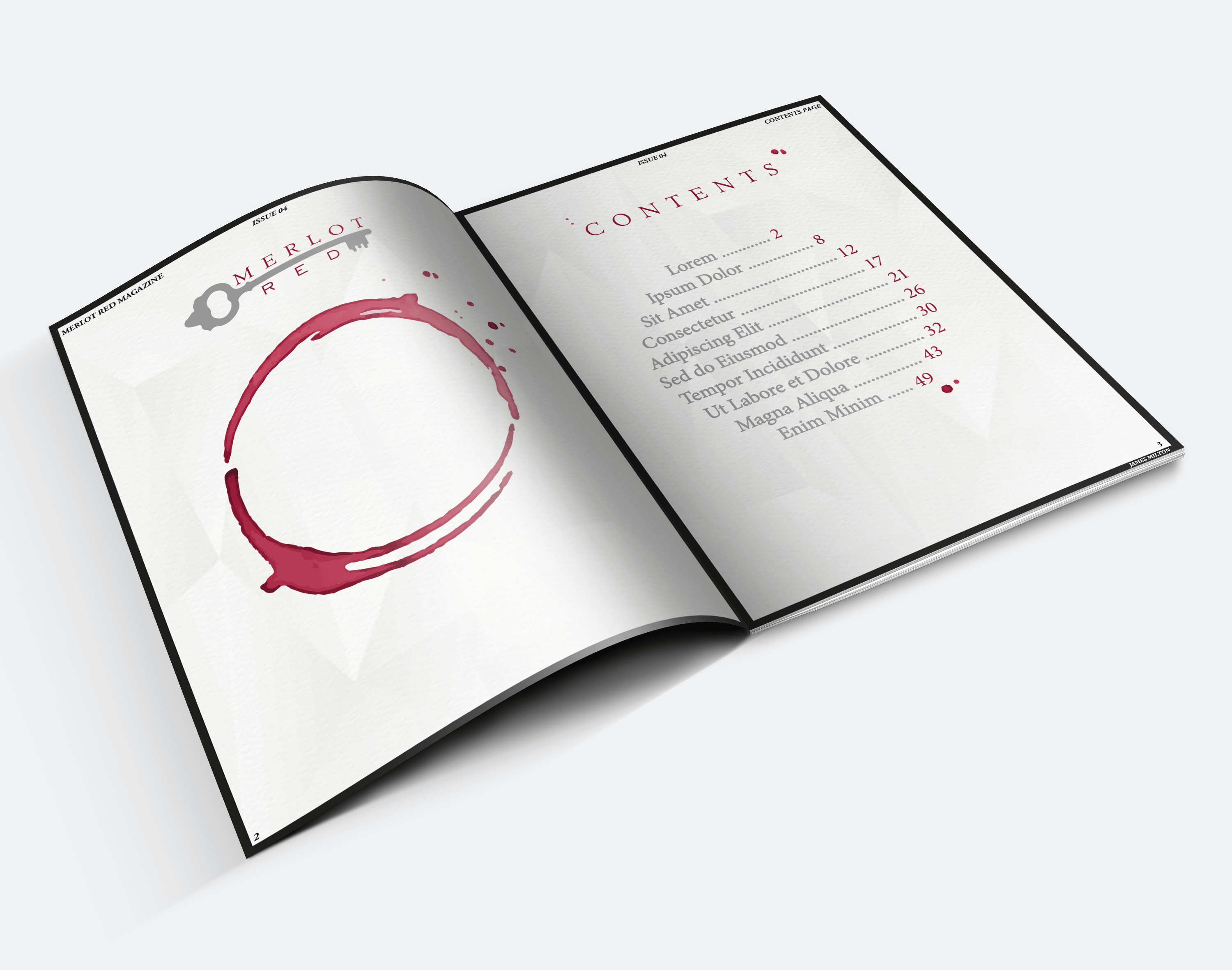 Merlot Red Magazine Contents Page